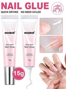 2pcs/1pc 15g Semi Solid Nail Glue, ,Air Dry, Strong Nail Glue For Press On Nails - 15g - View 7