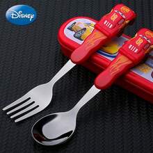 Disney Children's Stainless Steel Spoon And Fork Set, McQueen Eating Spoon And Fruit Fork, Portable Dining Set For Elementary School Students - Multicolor - View 1