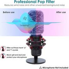 Microphone Wind Cover Furry Windscreen Compatible With QuadCast And QuadCast S Mic, Noise Reduction Wind Shield Filter Ambient Breath Wind Pop Filter For Streaming Podcast Gaming Recording Vocal ASMR Studio, Soft Faux Fur Cover - one-size - View 9