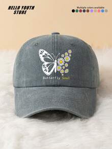 1 chiếc mũ lưỡi trai in chữ "Butterfly Soul", nhẹ, thoải mái và đa năng, mũ lưỡi trai nữ kiểu vintage giặt, phù hợp cho đi chơi hàng ngày và sử dụng trong đời sống, phụ kiện mũ cho trang phục hàng ngày, quà tặng tuyệt vời cho bạn bè - A - Xem 11