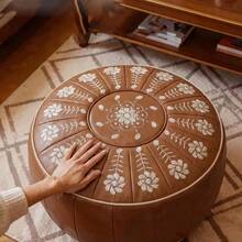 1pc Luxury Round Soft Padded Storage Ottoman, Footstool, Large Capacity Storage Bag For Toys, Clothes And Miscellaneous Items, Living Room Furniture, Cushion, Pouf, Seat Stool, Home Storage - Multicolor - View 5
