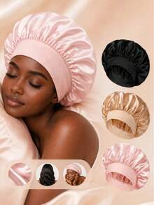 1/2 buah Topi Tidur Satin Sutra Mewah, Warna Polos, Topi Pelindung Rambut Elastis, Ringan dan Nyaman untuk Dipakai Sepanjang Malam, Perawatan Rambut, Mandi, Pas Lembut di Kulit Kepala, Untuk Wanita - Beraneka warna - View 11