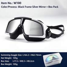 WEITIS Adult Large Frame Swimming Goggles, HD Waterproof Anti-Fog Unisex Professional Diving Swim Glasses - Silver-plated With Black Rim + Boxed - View 4