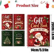 1 cuốn sách đựng thiệp quà tặng Giáng Sinh, dạng đóng gáy, kèm các thẻ chèn lễ hội, thiết kế ông già Noel và cây thông Noel, đóng gói hộp quà - Nhiều kiểu dáng - Xem 3