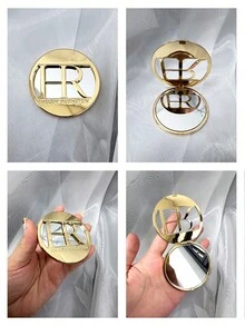 Luxury Gold‑Tone Hollow Logo Folding Compact Mirror, Portable Dual‑Sided Hand Mirror For On‑The‑Go Makeup Touch‑Up, Elegant Daily Accessory & Holiday Birthday Gift For Women, Helena Rubinstein - Gold - View 6