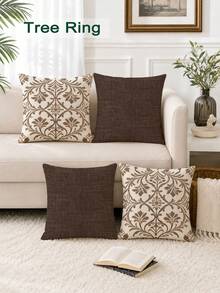 4pcs,Bohemian Style Pillow Covers,Home Decor,Gift,Polyester Material,Hidden Zipper,No Filling,Suitable For Home Decor,Living Room Decor,Pillow Covers,Cushion Covers,Pillowcase,Sofa Decorative Cushion,Mat Cover,Soft Cushion - Brown - View 5