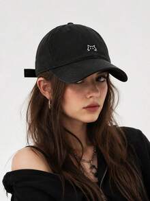 1PC 2026 New Embroidered Cat Wide Brim Sun Hat, Vintage Sun Protection Baseball Cap, Outdoor Fashion Minimalist Baseball Cap, Adjustable Ponytail Baseball Cap - Kitten Style - View 6