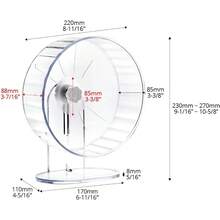 Silent Running Wheel For Hamsters, 22cm, Transparent Acrylic Material With Height Adjustable Structure. It Acts As Exercise Accessory For Different Kinds Of Small Pets. - View 7