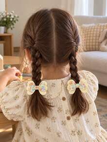 Set 20 Jepit Rambut Kupu-kupu Dua Lapis, Motif Bunga & Sapi Aneka Warna untuk Anak-anak, Jepit Rambut Samping untuk Suasana Foto Perjalanan Anak Perempuan - Warna campuran - View 6
