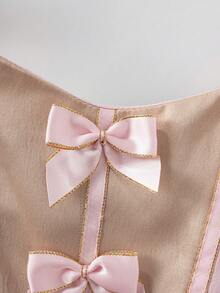 Young Girl Light Pink Spaghetti Strap Bow Tulle Dress, Princess Party Dress For Girls, Suitable For Children's Birthday, Wedding, Flower Girl, Prom, Holiday Celebration - Baby Pink - View 3