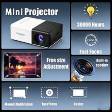 Proyektor Mini Portabel Versi Terbaru 2026, Proyektor Home Theater LCD dengan Speaker Internal & Fokus Cepat, Ditenagai USB, Kompatibel dengan Smartphone, Tablet, Laptop, TV Stick, untuk Film, Game, Presentasi & Hiburan Rumah - Hitam dan Putih - View 7