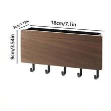 Wooden Wall Mounted Storage Rack, Minimalist Creative Magnetic Storage Box & Key Wall Hooks, Wood Hanging Hook Organizer, For Entryway Hallway, Men Women, Sundries Hanger, Home Decor Wall Storage Holder - Multicolor - View 4