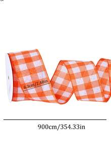 1pc Autumn Thanksgiving Plaid Handmade Ribbon, Suitable For Gift Wrapping, Bow Making, Table And Home Party Decor, Suitable For Autumn Harvest, DIY Crafts, Decorative Trees, Wreaths, Halloween And Holiday Decor, Thanksgiving Autumn Festival Gift Wrapping - Multicolor - View 8