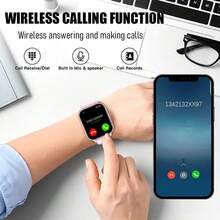 Jam Tangan Pintar Unisex, Layar Sentuh HD 1,83 Inci, Panggilan Nirkabel, Pengingat Gaya Hidup Sedentari, Tampilan Jam yang Dapat Disesuaikan, Pelacakan Aktivitas, Notifikasi Pesan, Kamera Jarak Jauh, Alarm, Pemantauan Kalori & Jarak, Berbagai Mode Olahraga, Kontrol Musik, Prakiraan Cuaca, Kompatibel dengan Android dan iOS, Hadiah Liburan yang Ideal - View 4