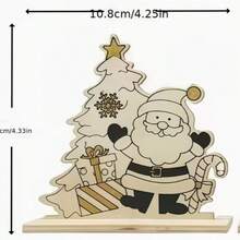 Christmas Wooden Decor, Holiday Desktop & Window Display Decoration - C - View 3