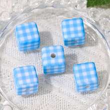 10pcs 14mm Polka Dot Style Acrylic Square Beads With Straight Hole, Large Hole Loose Beads For DIY Phone Chain, Keychain, Pendant, Pen Decoration, Box Packaging - 14mm Polka Dot Square - View 10
