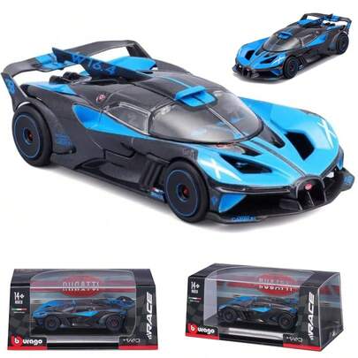 Bburago 1:43 Die-Cast Model Car Set – Porsche 911 GT3 RS, Bugatti Bolide & Audi S1 E-Tron, With Acrylic Display Packaging, Collector's Gift For Ages 14+
