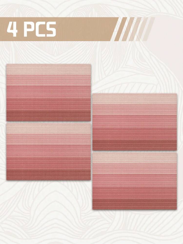 4pcs/6pcs Ombre Tablecloth, Modern Living Room & Dining Table Decor Placemats, Washable, Kitchen Table Mats, Heat Resistant Table Decoration, Suitable For Home Party, Camping Outdoor Dining Table Decor, Coffee Table, Spring & Summer Home Decor - Pink - View 8