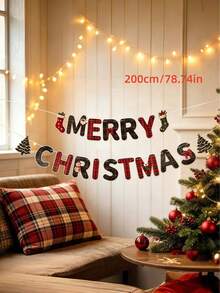 36/18pcs Merry Christmas Banner Set, Santa Claus Socks Tree Hanging Decor, Fireplace Wall Holiday Photo Backdrop Decoration - Multicolor - View 8