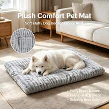 Winter Warm Dog Bed, Soft Fluffy Pet Sleeping Mat, Plush Pet Cushion, Indoor Floor Dog Crate Pad, Suitable For Cats And Dogs, Dog Bed Dog Mat - Grey - View 1