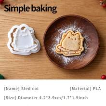 Cute Cartoon Christmas Cat Cookie Cutter, Kitten Shape Press Mold, Pet Treat Baking Tool, Orange Cat Biscuits Mold. Christmas Decoration Cookie Stamps - View 20