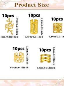 50pcs New Geometric Pattern Dreadlock Hair Rings For Women - Multicolor - View 4