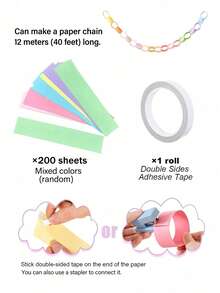 1 Set Macaron Color Birthday Party Decoration Kit - 197ft Crepe Paper Ribbon And 100 Paper Strips (For Making Chains) - 20ft Double-Sided Gold Star Garland Backdrop, Suitable For Birthday, Wedding, Macaron Theme Party Decoration And DIY Crafts - Macarons - View 14