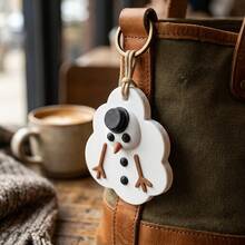 3D Printed Melting Snowman Pendant, Creative Christmas Tree Hanging Decor, Fun 3D Top Hat Snowman Figurine, Winter Holiday Stress Relief Gift, Bag Charm, Pure White Snowflake Color, Fun Desktop Art Piece, Creative Keychain Accessory - Multicolor - View 4