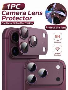 1Pc Compatible With Iphone 18 Pro/18Pro Max Camera Lens Protector Full Coverage, Burgundy Full-Coverage Metal 9H+ Camera Cover, Original Lens Clarity, Case Friendly, Daily Protection - Burgundy - View 1