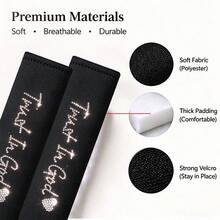 2pcs Rhinestone Car Seat Belt Shoulder Pads, Sparkling Rhinestone Trust In God Letter Heart Pattern, Soft Thickened Seat Belt Shoulder Cushion, Universal Car Seat Belt Protector, Women's Car Interior Decoration - Rhinestone Shoulder Pads - View 7