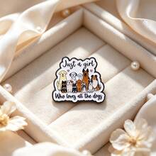 "Just A Girl Who Loves All The Dogs" Quotes Enamel Pin, Cute Metal Cartoon Puppy Brooch For Backpack Jacket Hat , Lovely Gift For Animal & Dog Lovers - Multicolor - View 2