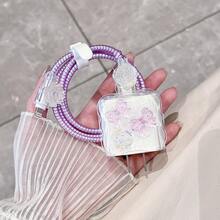 5件組適用於美國標準 18/20W 波浪邊軟殼防刮環氧樹脂紫色蝴蝶結玫瑰設計全覆蓋數據線保護套 防斷裂 - 美規 18/20W 滴膠黃色蝴蝶結 - 查看 11