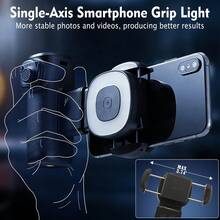 Phone Stabilizer Grip With Ring Fill Light, 3 Color Temperature Modes (3000K-6500K), 360° Adjustable Handheld Vlog Camera, Compatible With Iphone And Android, Portable Video Shooting Rig, For Live Streaming, Rehearsal, Makeup - One Size - View 6