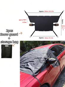 2pcs Thickened Heavy Duty Car Front Windshield Snow Cover, All-Season Snow Shield, Night Reflective Mirror Strip, Built-In Magnetic Fixation, Foldable And Easy To Store, Quick Installation And Removal, Non-Slip, Fits Most Vehicles, Winter Outdoor Parking Snow And Frost Protection, Winter Outdoor Essential, Perfect Gift, Christmas Gift, New Year Gift, Car Essential, Great Winter Gift For Dad And Boyfriend - Multiple Styles - View 10