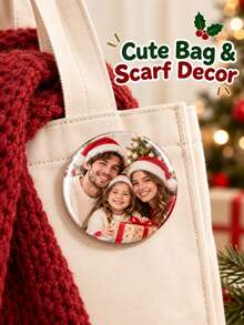 Customized Christmas Photo Brooch, Personalized Family Couple Sister Gift, Customized Photo Badge Brooch, Christmas Stocking Decoration - Multicolor - View 6