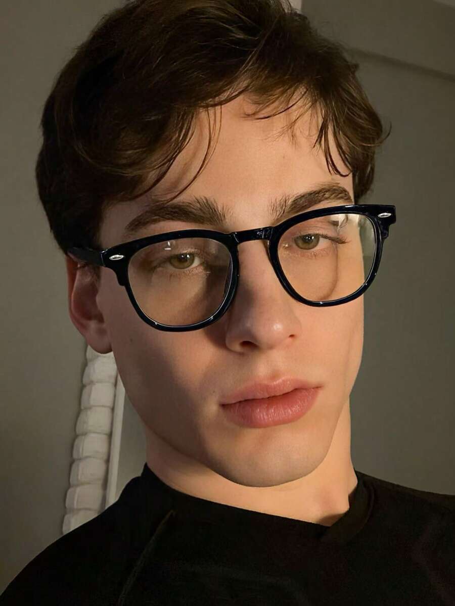 1pc Men's Basic Casual Square Frame Glasses, Suitable For Daily Reading, University Life And Commuting, Fashionable And Practical
