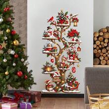 1pc/2pcs Santa Forest Animal Christmas Tree Wall Sticker, Snow Xmas Design, Removable PVC Decal, Home Holiday Decor, Kids Bedroom Nursery Decor - Multicolor - View 6