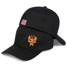 1pc Men's Wolf Embroidery Back American Flag Baseball Cap, Street Fashion Hat, Outdoor Sun Protection Casual Cap, Spring/Autumn Travel, Beach Vacation - Black - View 1