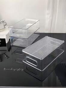 1pc Transparent Acrylic Storage Organizer Box, Multi-Functional Plastic Organizer Tray With Handle Storage Box, Cosmetic Organizer, Desk Clutter Organizer, Stackable Storage Box, Suitable For Drawer, Desktop, Kitchen, Storage Room And Outdoor Picnic, Home Organization Essential - Multicolor - View 5