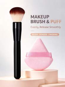 2Pcs Blush Powder Makeup Brush,Large Face Cosmetic Brush ,Face Makeup Tools For Blush, Loose Powder & Finishing Makeup - Black - View 8