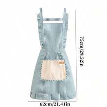 Linen Striped Apron, Fashionable And Breathable, Suitable For Housework, Restaurant, Home, Outdoor, Kitchen And Other Occasions, Princess Waist Design, Equipped With Shoulder Straps And Waistband, Made Of High-Quality Fabric, Resistant To Friction And Pilling, Adjustable Back Tie, Suitable For Various Body Types. - Multicolor - View 2