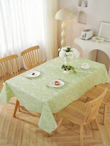 PVC [Plastic Material] Tablecloth With Green Leaves, Fresh And Simple Design, Oil-Proof And Easy To Wipe, Suitable For Covering Countertops, Outdoor Kitchen Picnic Decoration, Party And Festival Gathering Table Decoration - Multicolor - View 4
