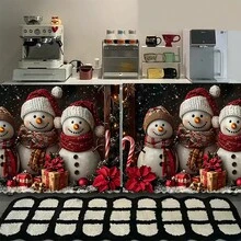 1件裝聖誕系列3款針織圍巾雪人圖案印花聚酯纖維短毛絨桌裙，廚房櫥櫃簾，易於懸掛，理想家居裝飾選擇，適用於廚房櫥櫃、洗衣櫥櫃、儲物櫥櫃等，也可作為窗戶短簾使用 - 彩色 - 查看 4