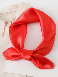 1pc Women's Solid Color Faux Silk Satin Scarf, Minimalist Elegant Versatile Square Headscarf, Multi-Functional Neck Scarf Suitable For Daily Wear, Dating, Dinner, Banquet - Multicolor - View 8