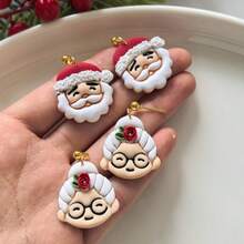 Santa Claus Head Polymer Clay Cutter, Cartoon Santa Face Clay Cutter, DIY Handmade Earring Pendant Brooch Making Tool, Compatible With Polymer Clay, 3D Printed, Clean Cut, Handmade Jewelry Floral DIY Craft Accessories, - Santa Claus - View 4