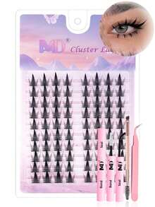 Lash Clusters Manga Individual Lashes Wispy Eyelash Clusters Eyelash Extension Kit With Lash Bond And Seal Wet-Look Spiky Cluster Lashes(Fairy Kit) - Black - View 6