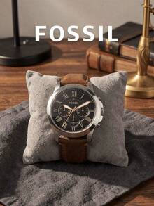 Fossil FS4813IE Grant Chronograph Men Watch,44mm Stainless‑Steel Case,Brown Textured Strap,Black Roman Numeral Dial,5ATM Water Resistant - one-size - View 3