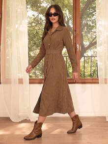Women Long Dresses - Coffee - View 3