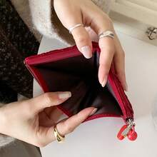 Dompet Pendek Natal Wanita dengan Gantungan Apel, Dompet Kartu Berumbai dan Berlapis, Tas Koin Multi-Slot Hadiah Malam Natal - MultiWarna - View 5