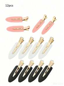 4/12/20/48 Pcs No Crease Hair Clips, Seamless Alligator Clips, For Hair Styling, Makeup, Salon, DIY Crafts, Wave Bangs, Gift Set, Black/Pink/White - Multi-color #CreamyGold - View 10